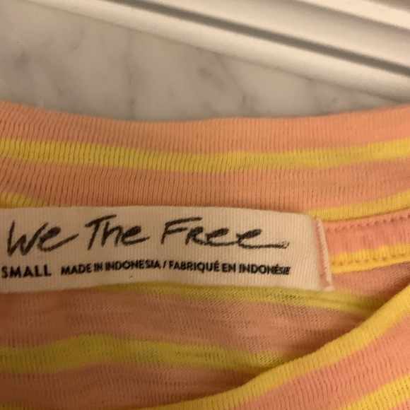 💜 FREE PEOPLE Womens Pink Striped Short Sleeve Crew Neck T-Shirt in S - Picture 5 of 7